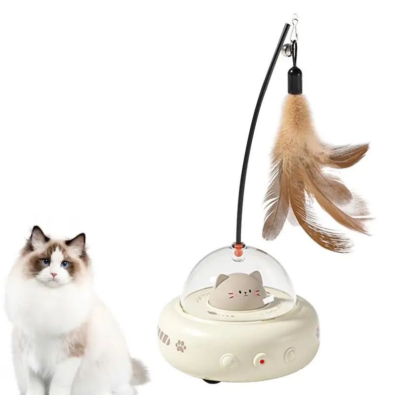 Electric Cat Interactive Toy Pet Toys With Feather Cat Teaser Wand Rechargeable Electric Sensing Pet Toys For Chasing Training