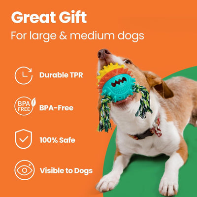 Squeaky Dog Toys For Aggressive Chewers Tough Dog Chew Toys For Large Medium Dogs Indestructible Dog Toy To Keep Them Busy Treat Dispensing Dog Toys For Boredom Enrichment